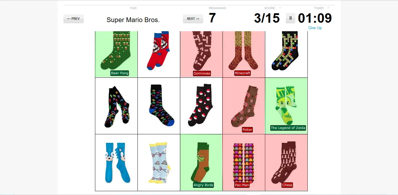 Game by Socks Quiz