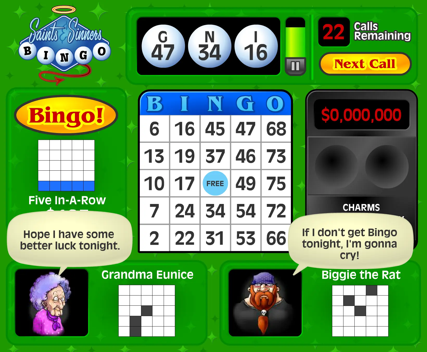 Saints and Sinners Bingo
