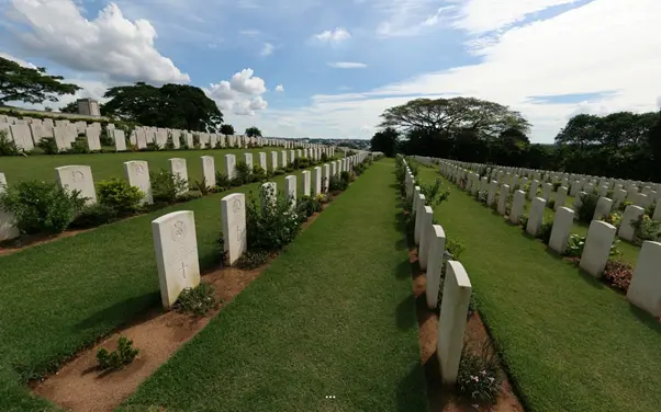 Kranji War Memorial Singapore: Front View with Cross (360 Pano)