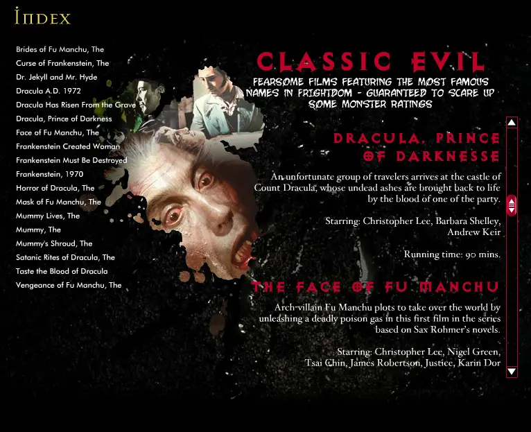 Warner Bros. Horror Collection Microsite