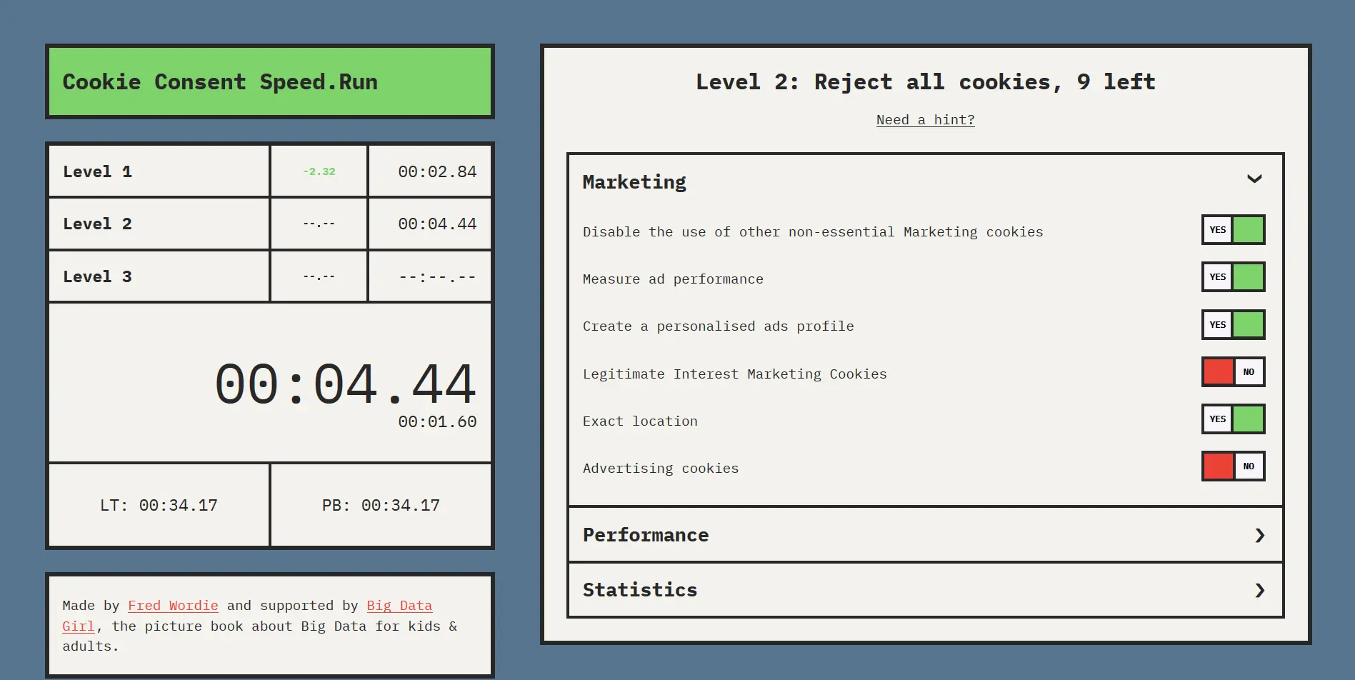 Cookie Consent Speed.Run