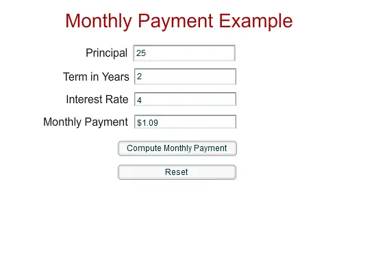 Monthly Payment Example