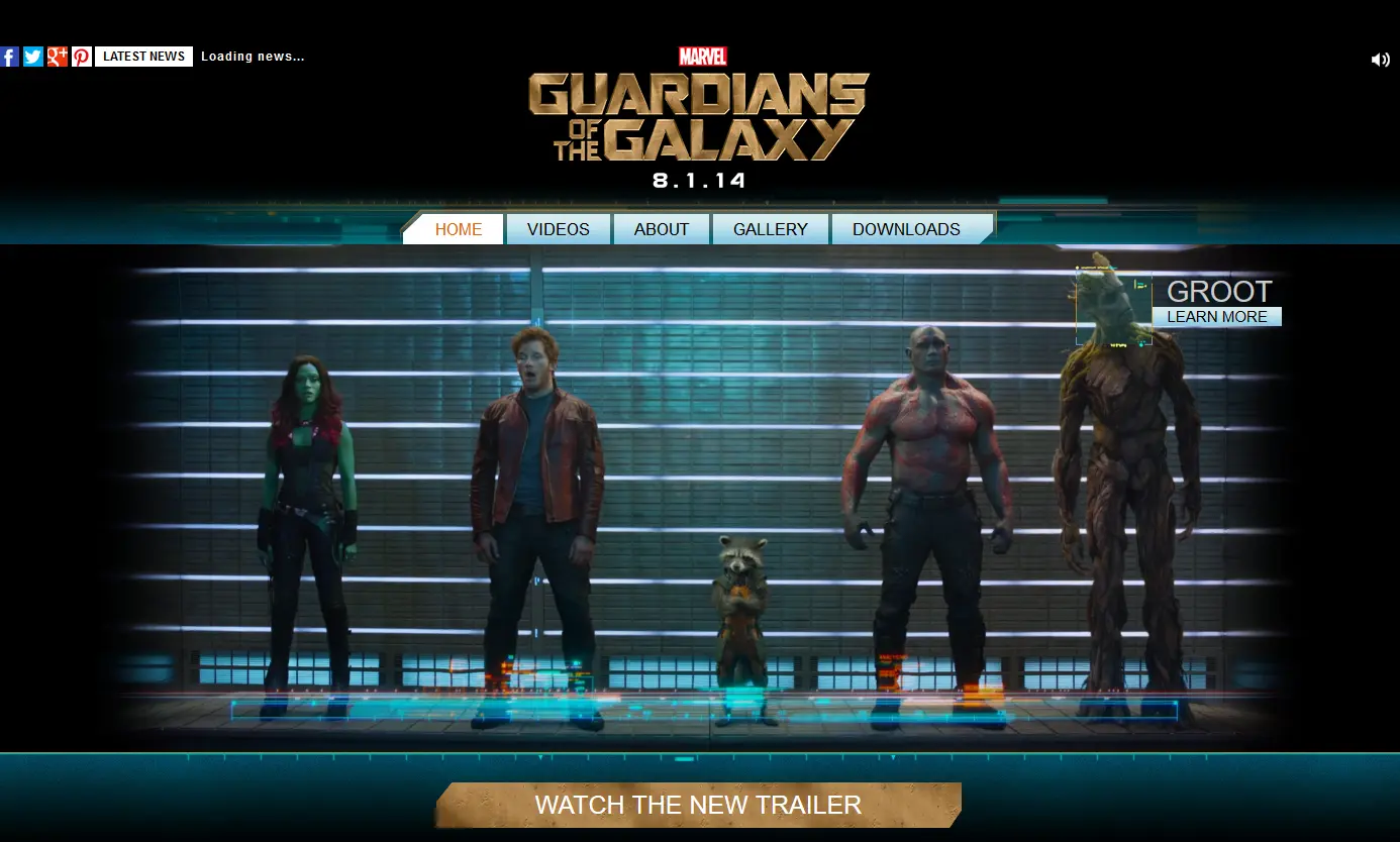 Marvel's Guardians of the Galaxy Teaser Microsite
