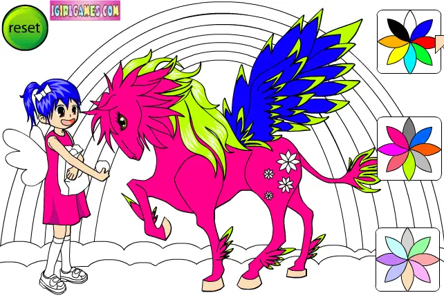 Coloring Sarah and her Unicorn