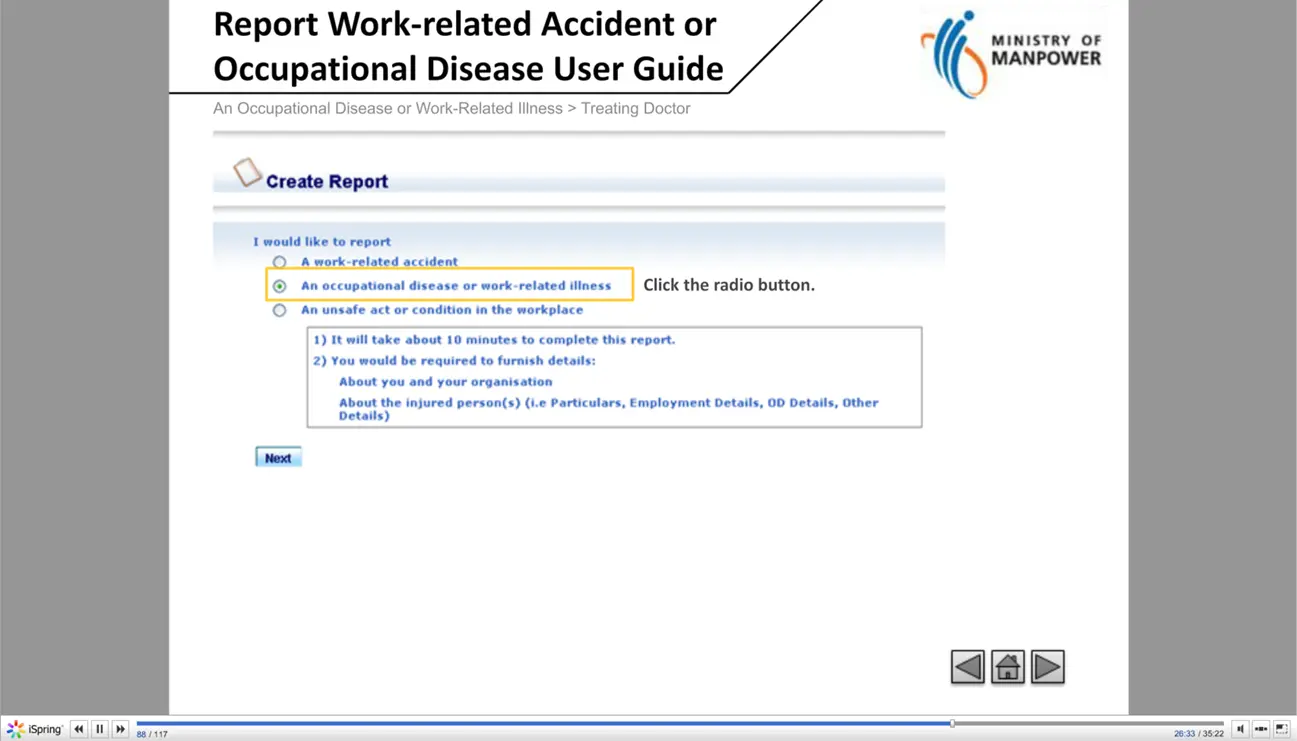 Report Work-related Accident or Occupational Disease User Guide