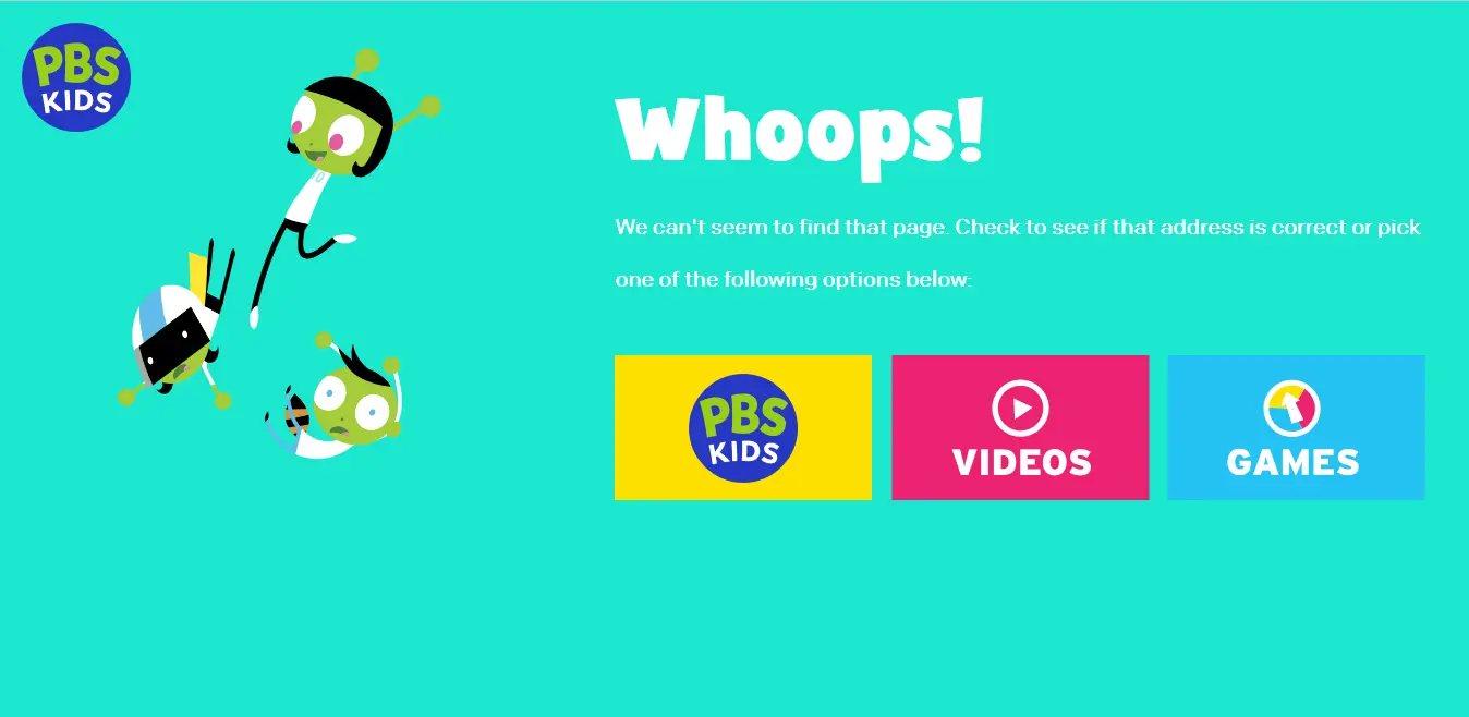 PBS Kids 404 page