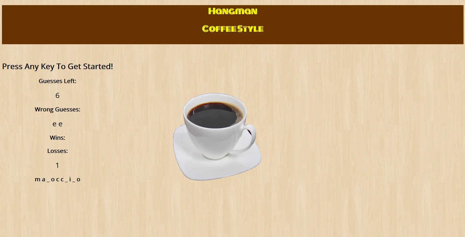 Hangman Coffee Style