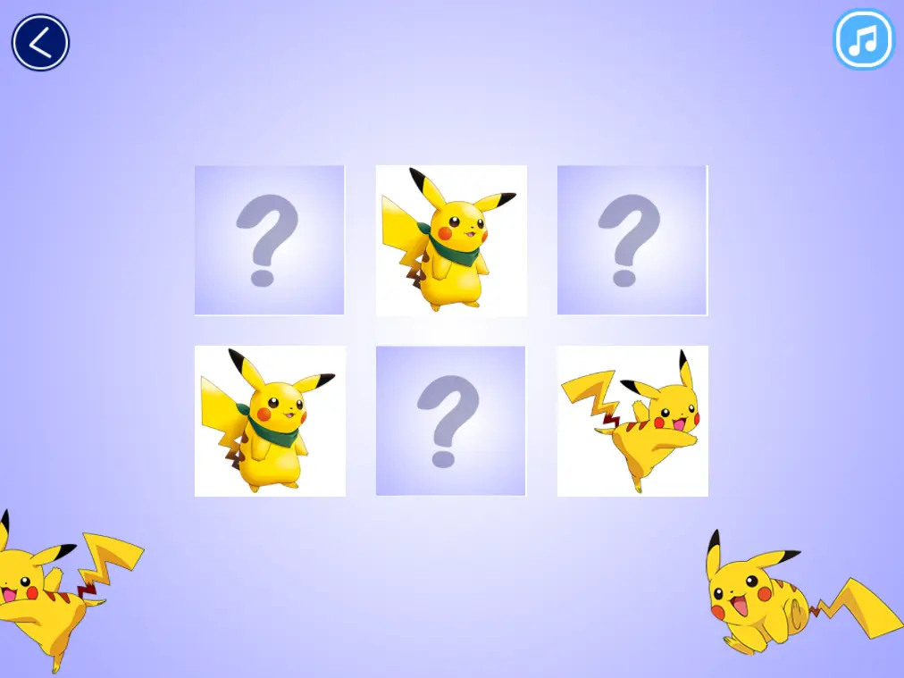Pikachu Memory Card Match