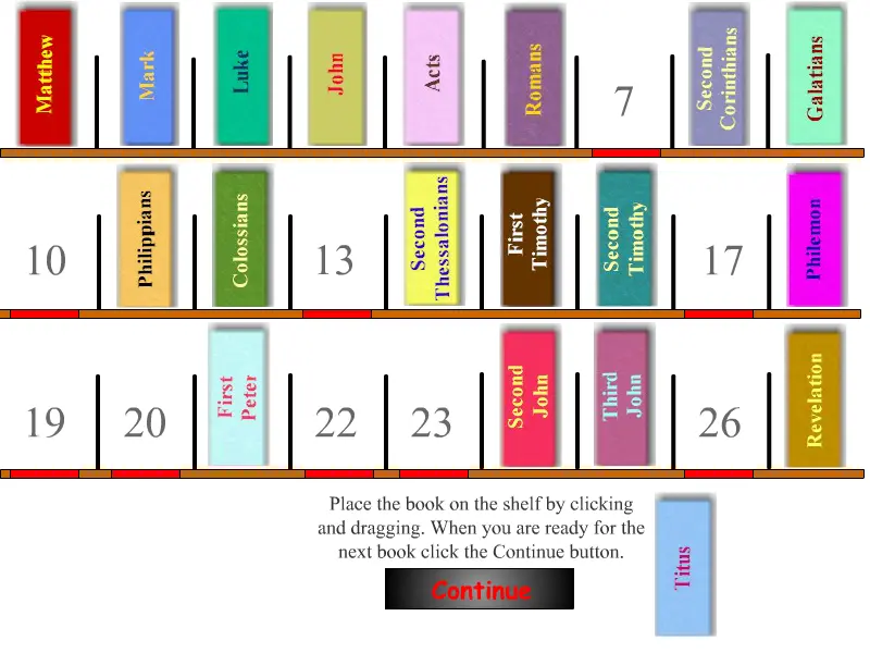 Bible Bookshelf Game: New Testament