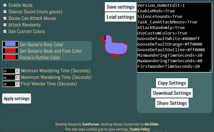 Desktop Goose Customizer