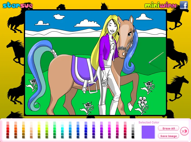 Barbie And Pony Coloring Game