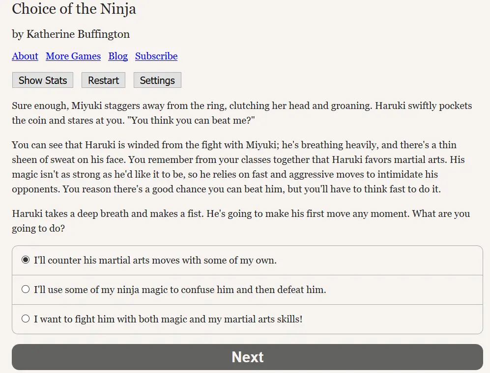 Choice of the Ninja
