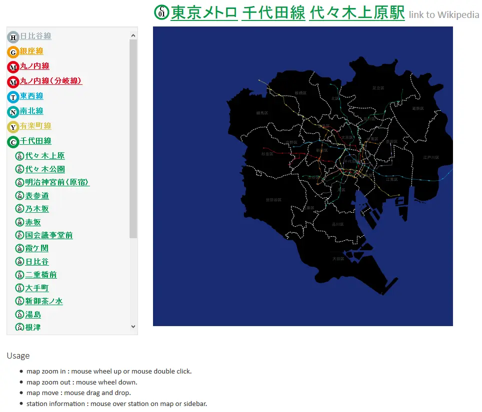 D3.js x TokyoMetro x Wikipedia
