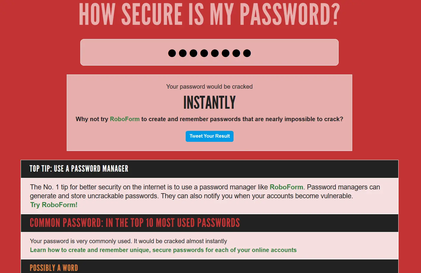 How Secure is My Password?