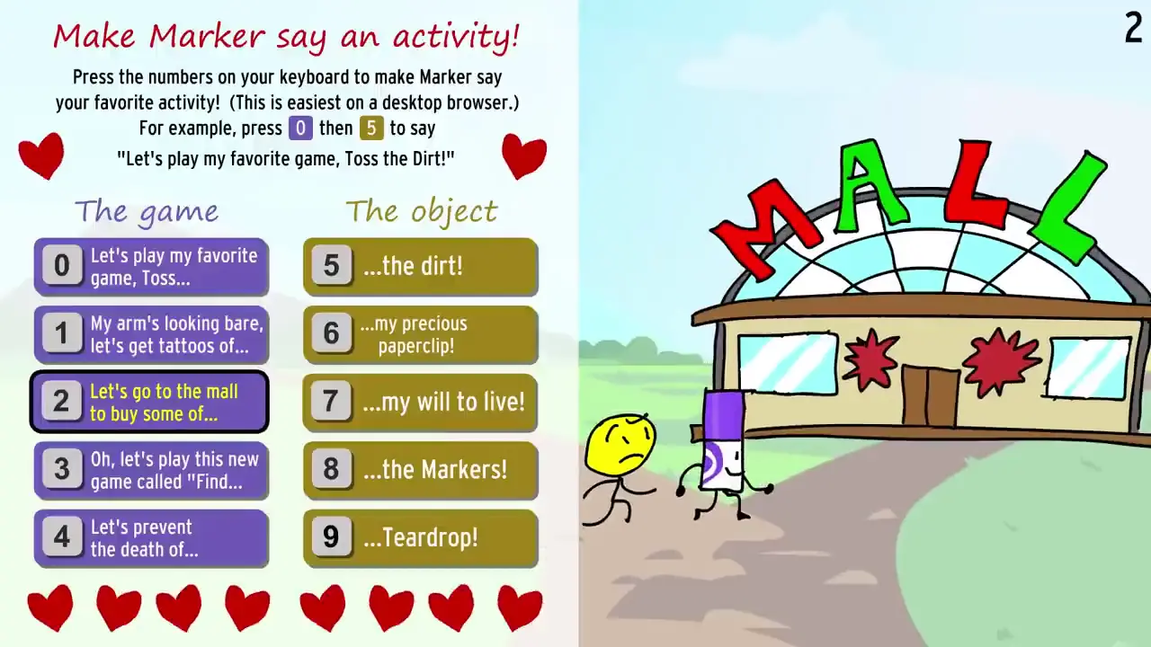 MARKER SAYS ACTIVITIES