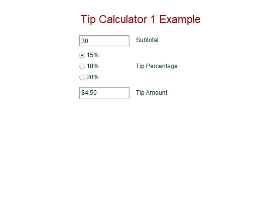 Tip Calculator 1 Example
