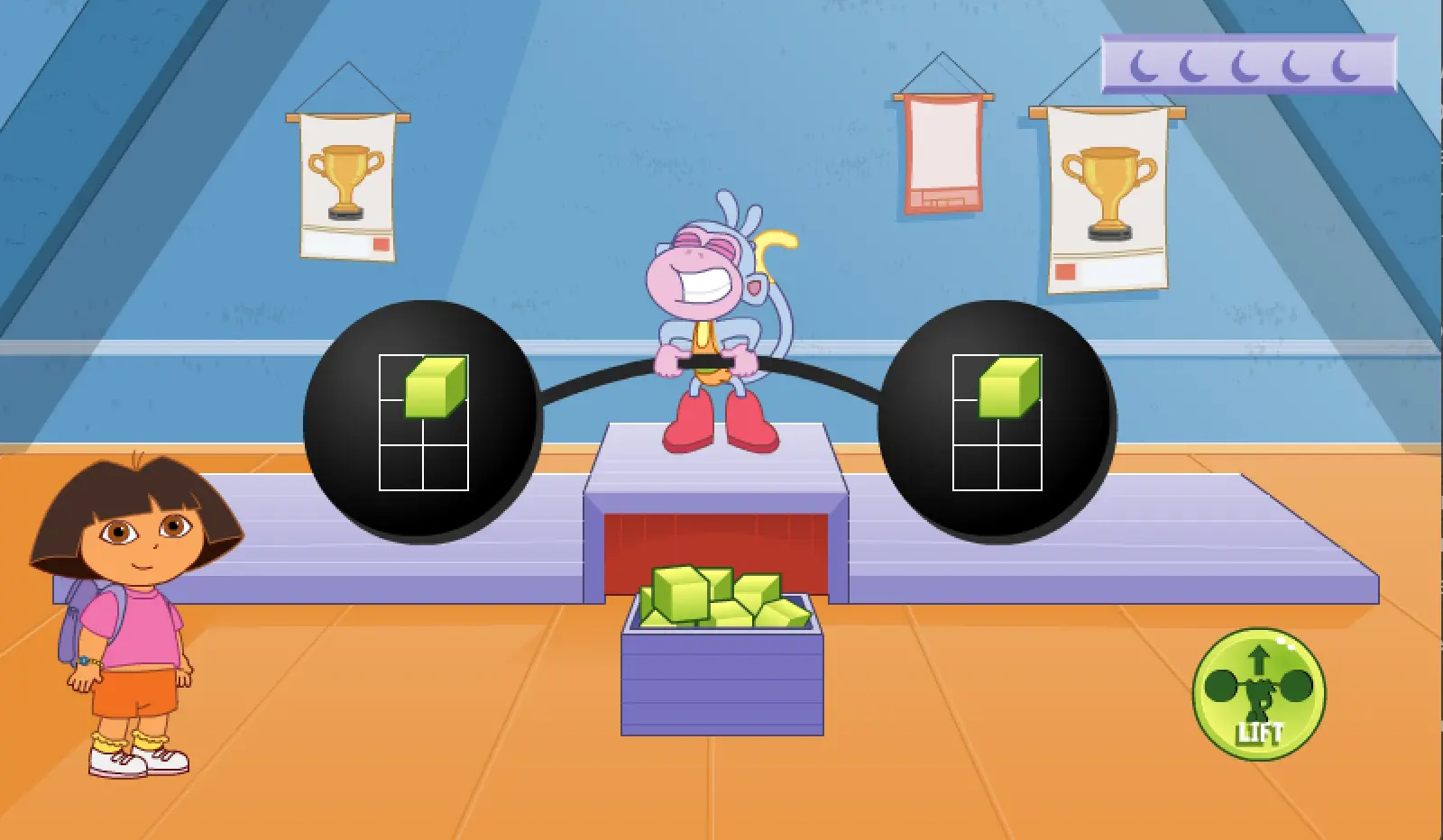 Dora and Boots Weight Lifting Game