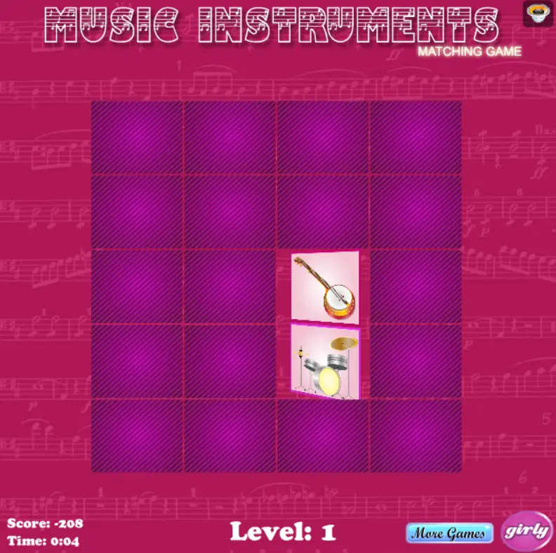 Music Instruments Matching Game
