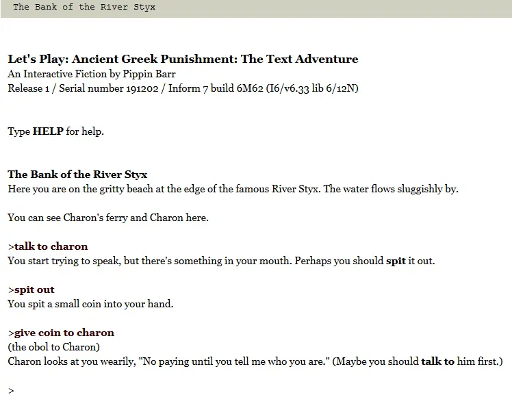 Let's Play: Ancient Greek Punishment: The Text Adventure