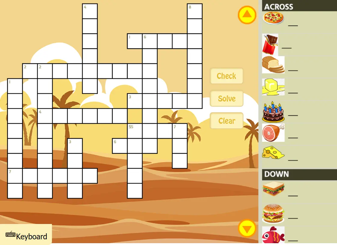Food Vocabulary Crossword Puzzle Online