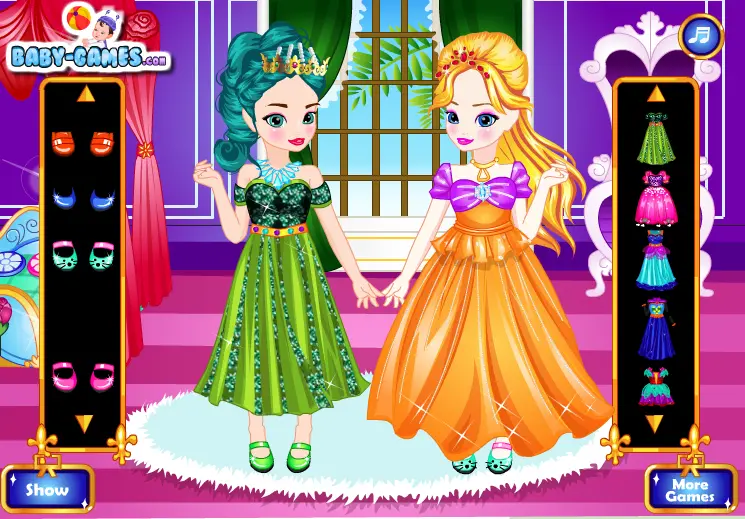 Baby Elsa With Anna Dress Up