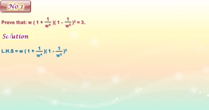 Supplementary Exercise on The Cubic roots of 1. ( Part 1 )