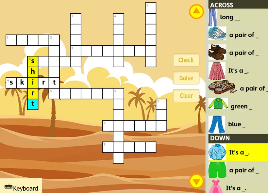 Clothes Crossword Puzzle Online