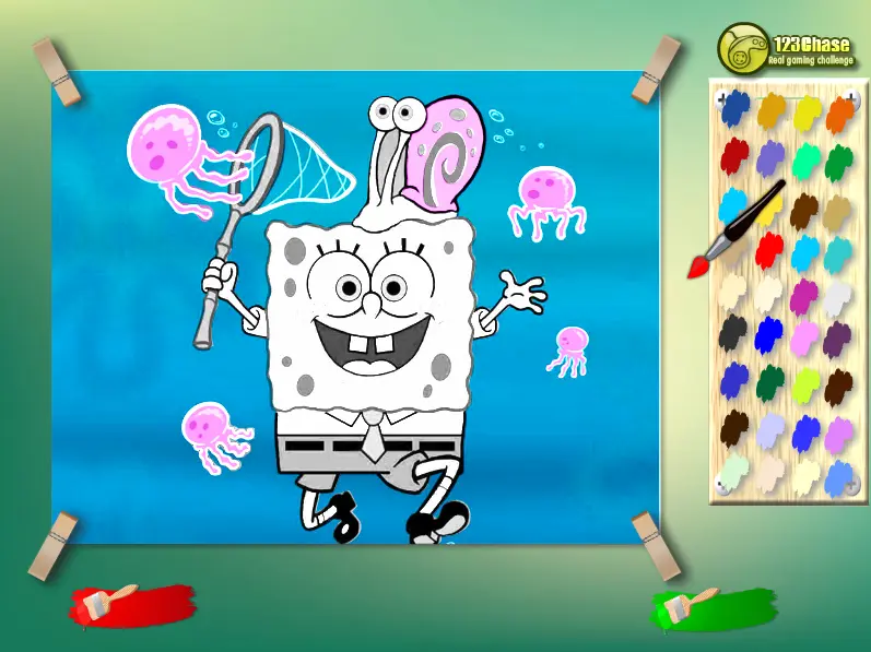 Spongebob with Jelly Fish Kids Coloring