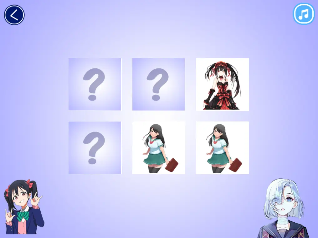 Anime Girl Memory Card Match