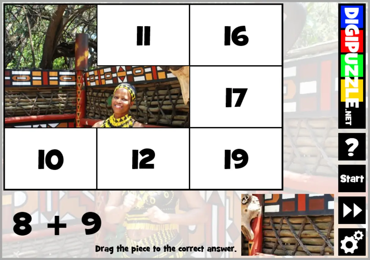 Practice math with Kwanzaa puzzles