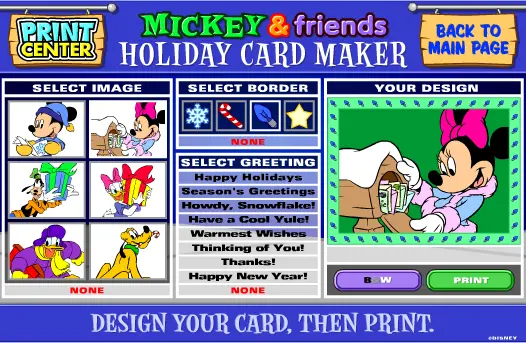 Print Center: Mickey & Friends Holiday Card Maker