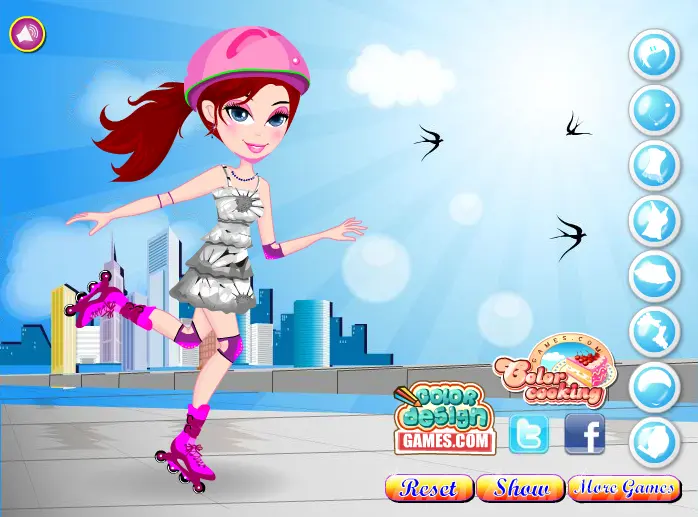 Rollerblades In Summer Dress Up