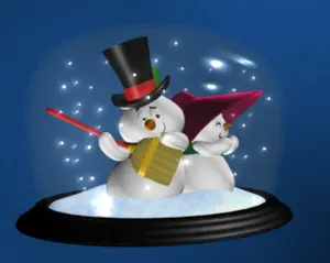 Snowman And Snowoman In Snow Globe