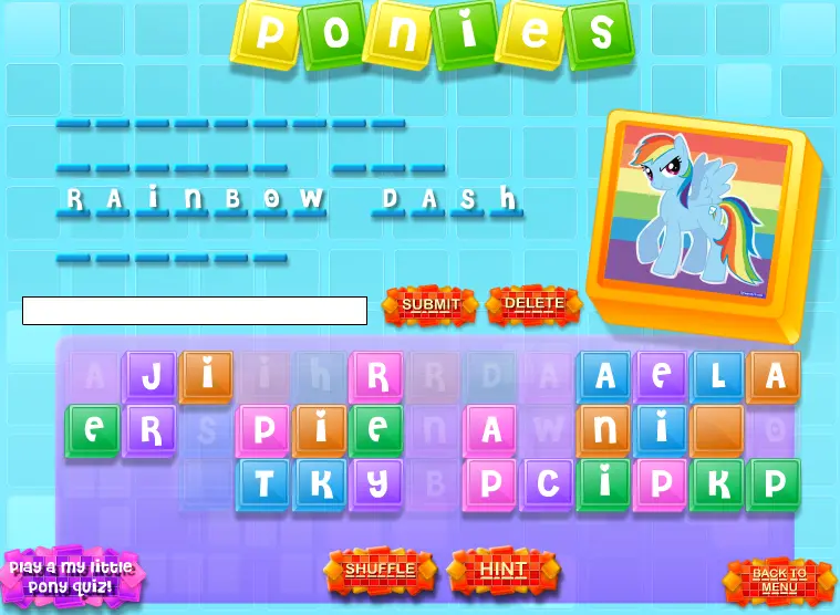 My Little Pony Trivia Scramble