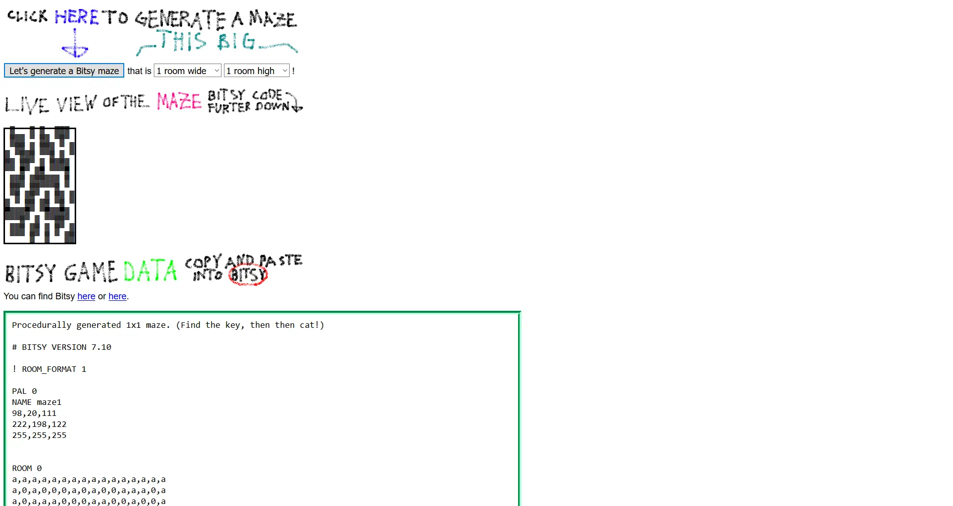 A simple maze generator for Bitsy