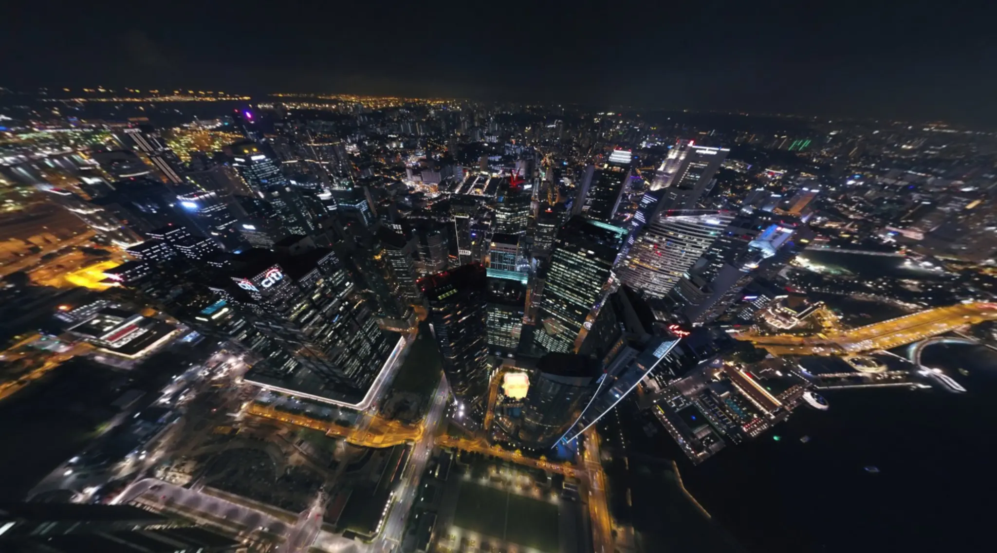 Central Singapore at Night. (360 Pano)
