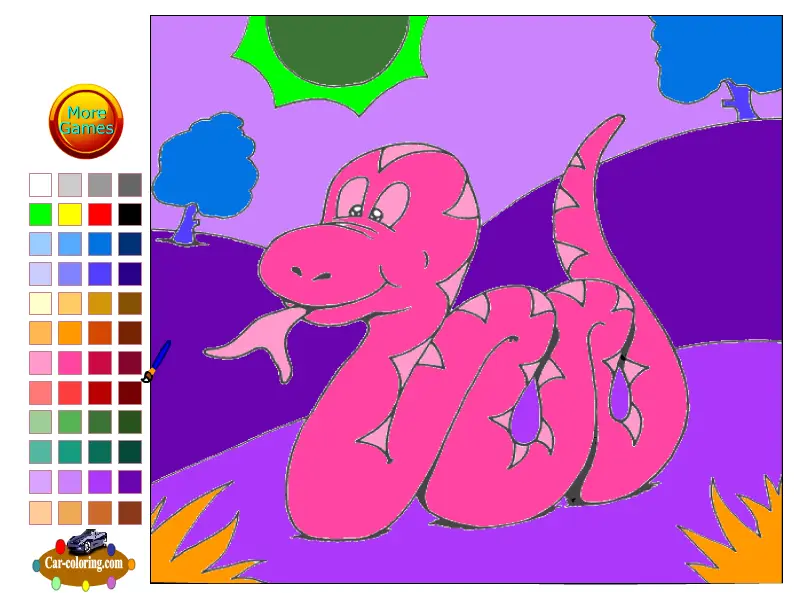 Snake In The Jungle Coloring