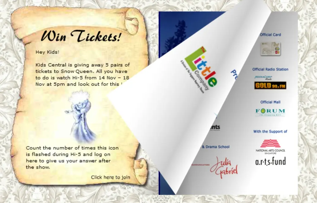 Snow Queen: Kids Central Contest Info (Singapore, 2005)