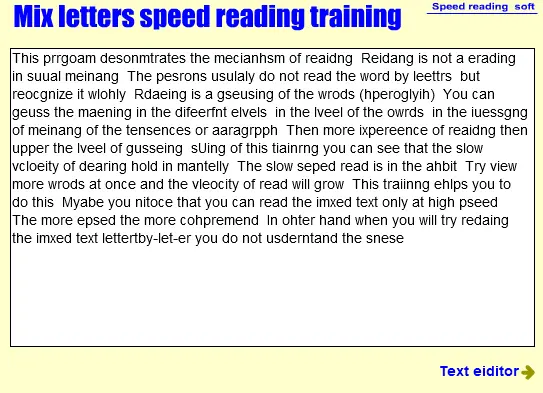 Mixed letters in words speed reading