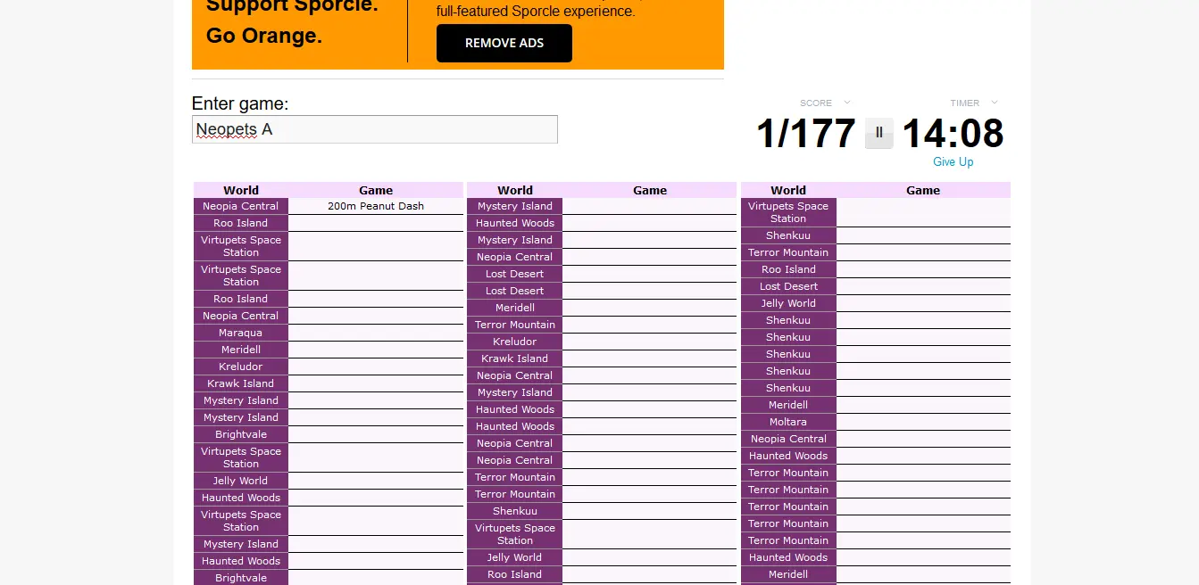 Neopets Flash Games Quiz