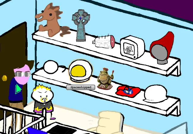 BC (FH): Examine shelves.