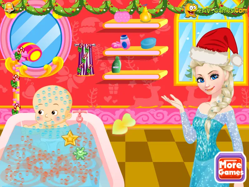 Elsa Bathing Baby Santa