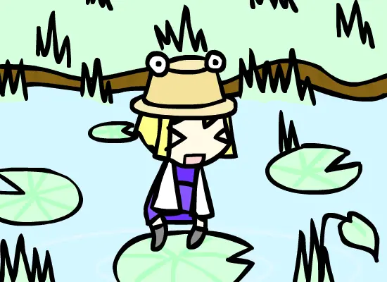 Suwako jumps on a lilypad!