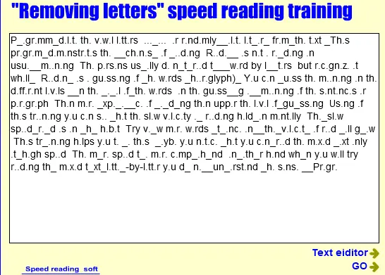 Remove letters - speed reading training