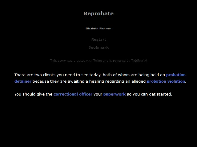 Reprobate: A Game about Choices (and lack thereof)