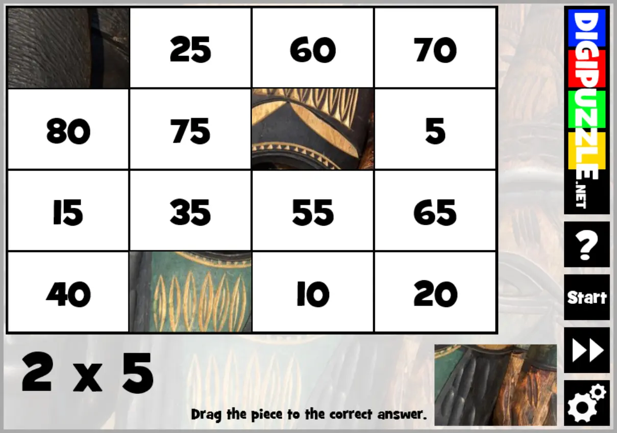 Practice multiplications with Kwanzaa puzzles