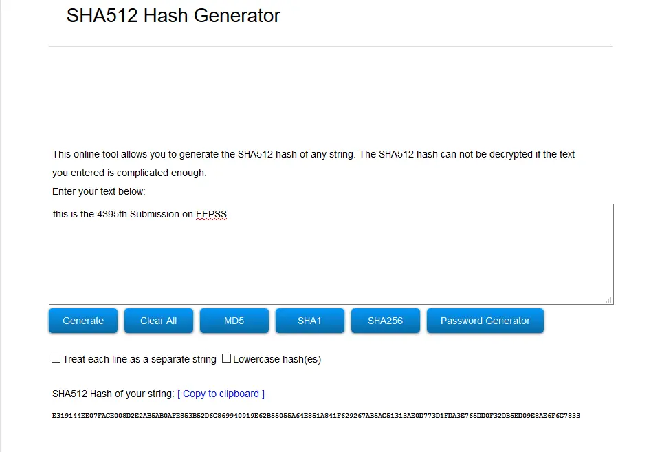 SHA512 Hash Generator