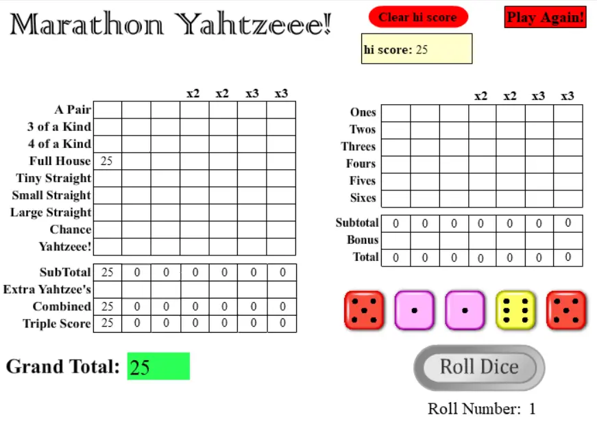 Marathon Yahtzee!