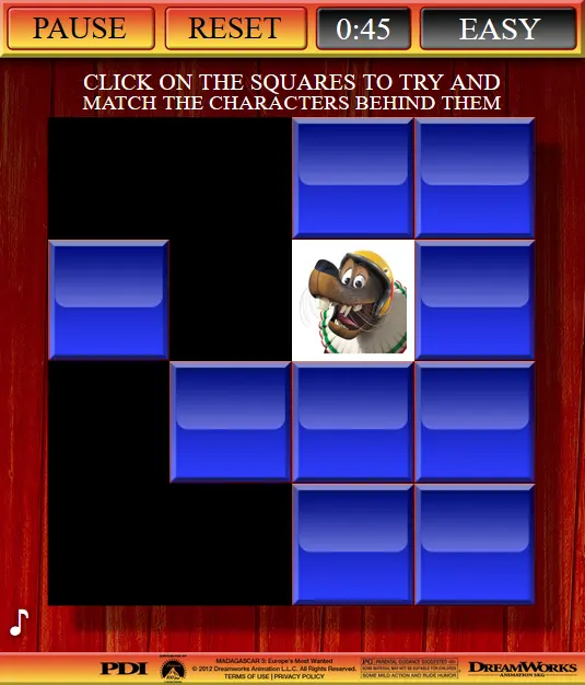 Madagascar 3: Europe's Most Wanted: Melman's Memory Game