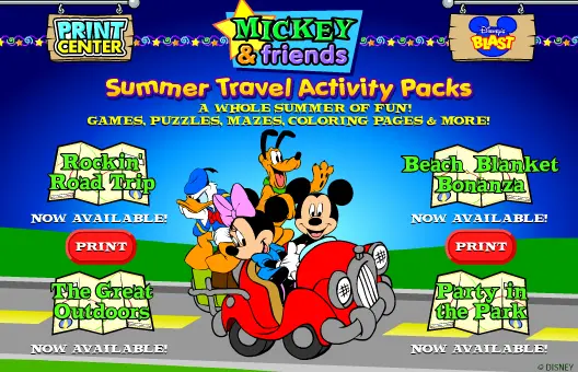 Mickey & Friends: Summer Travel Activity Packs